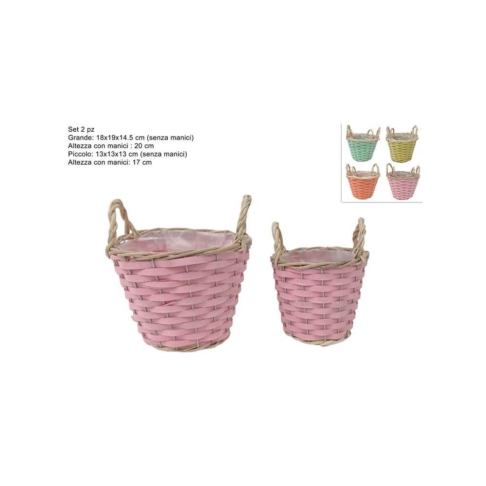 CESTINI TONDI C MANICI SET 2 PZ 4 COL.